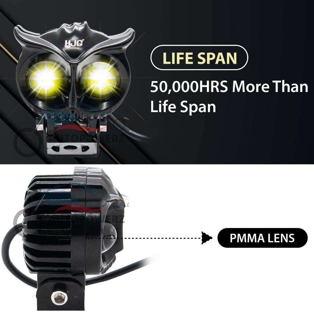 Metal body owl with double colour flash (1 piece)