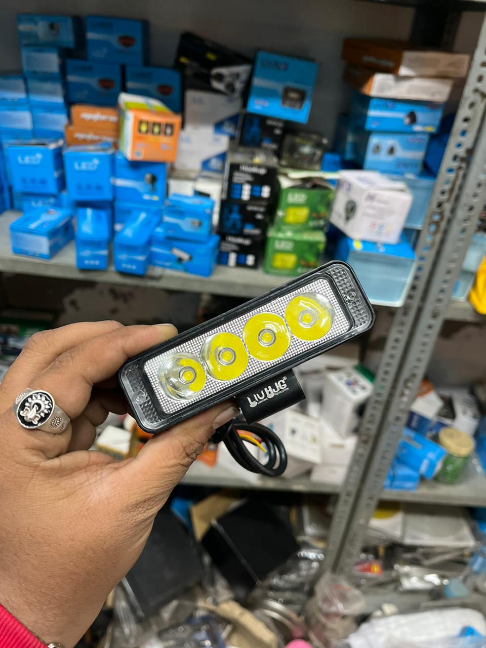 HJG 4 led flash yellow colour fog light with switch (1 piece)