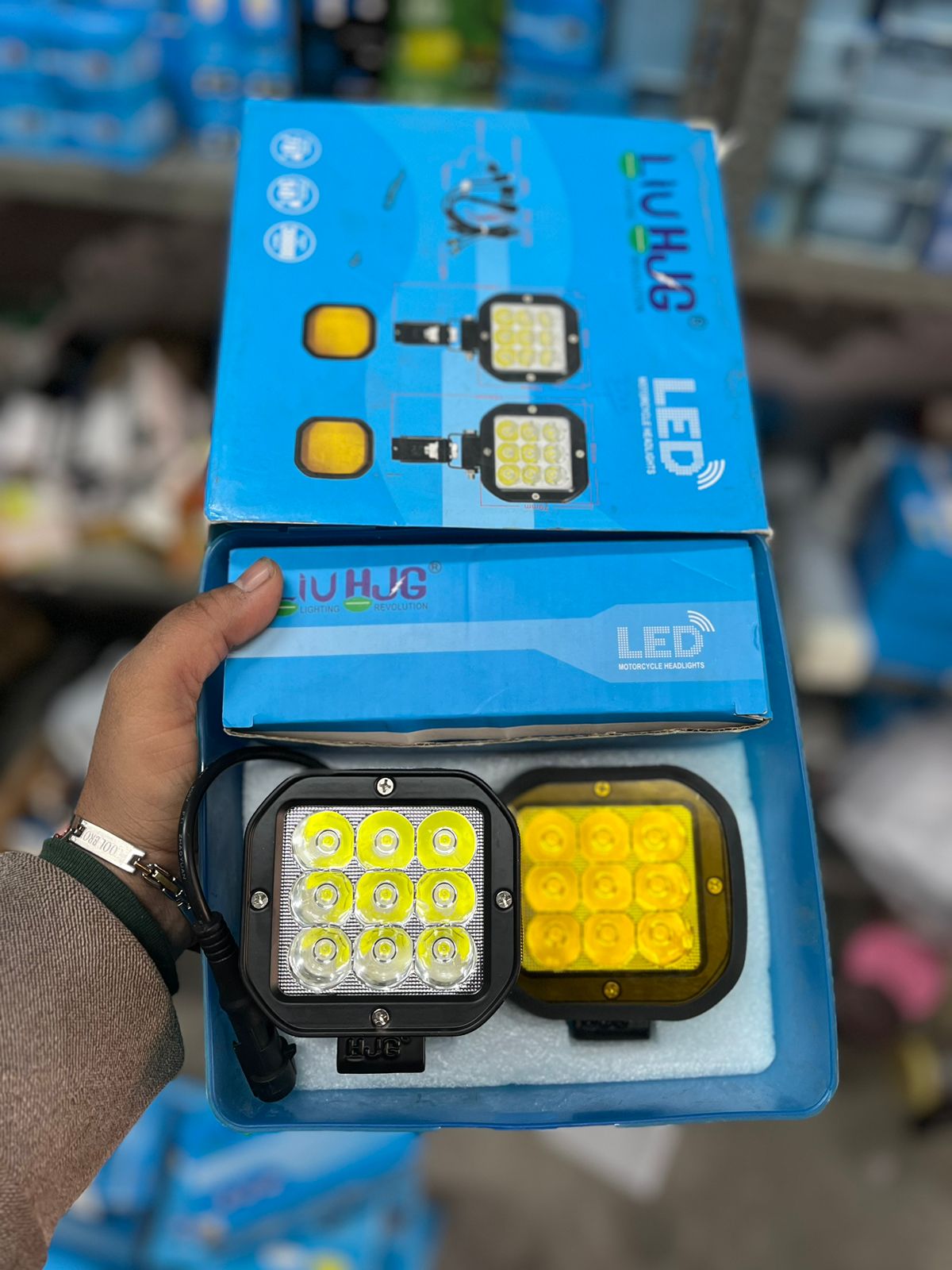 HJG 120w 9 led heavy fog light with yellow cap (pack of 2) free clamp