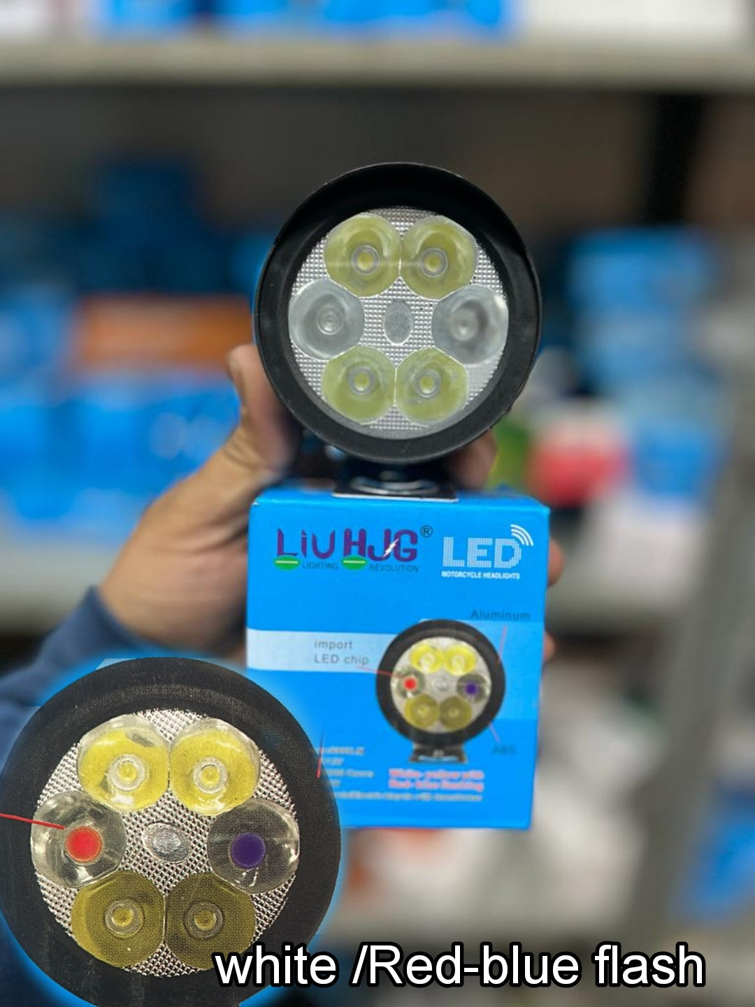 HJG White/red-blue flashing led fog light (1 piece) 36watt pair