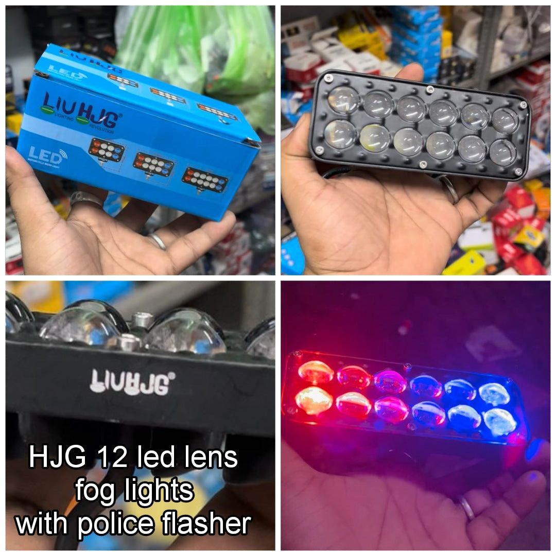 HJG 12 Lens fog lights with Red-blue flasher (1 piece)
