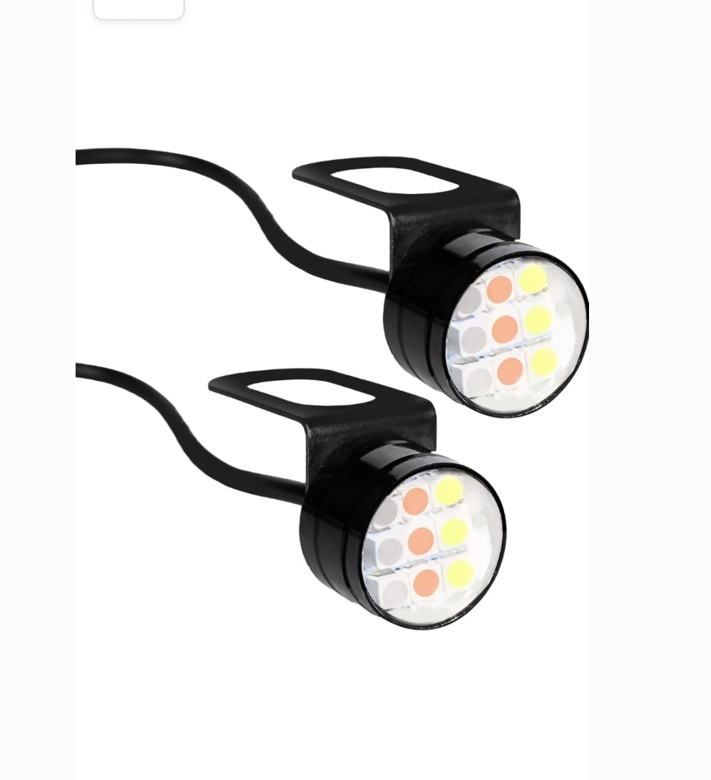 9 LED Super Bright Round Multicolor parking Bulb for Car Bike Motorcycle (18 W, Set of 2)
