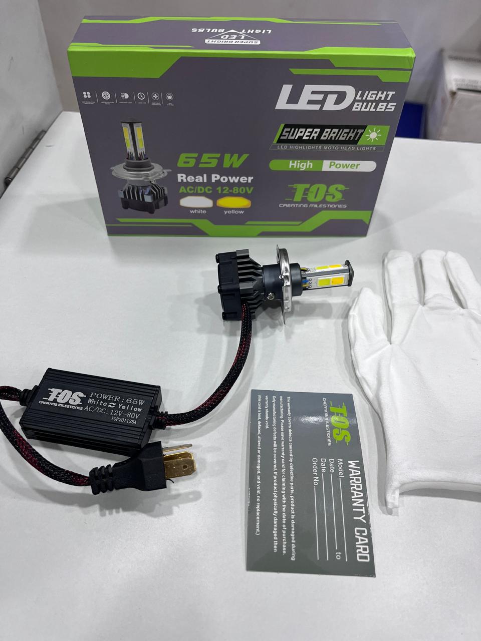 TOS 65w white/yellow led headlight 1 year guarantee