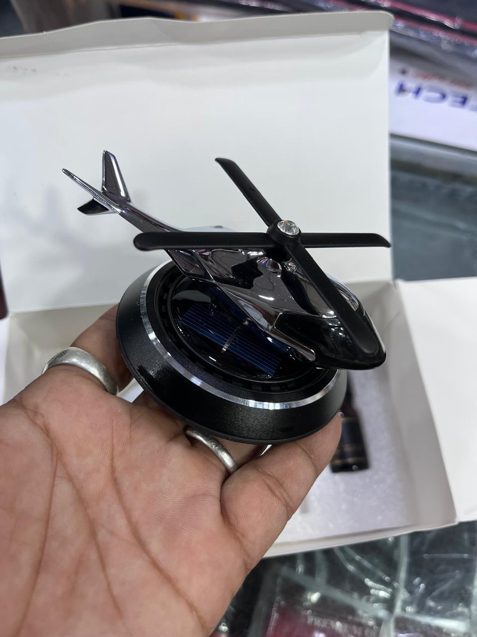 Helicopter solar car perfume for dashboard