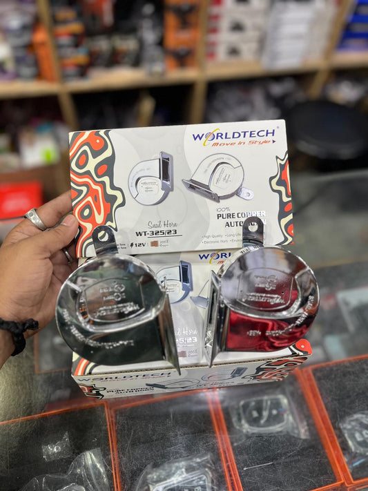 Worldtech metal silver horn with free wire (2 piece)
